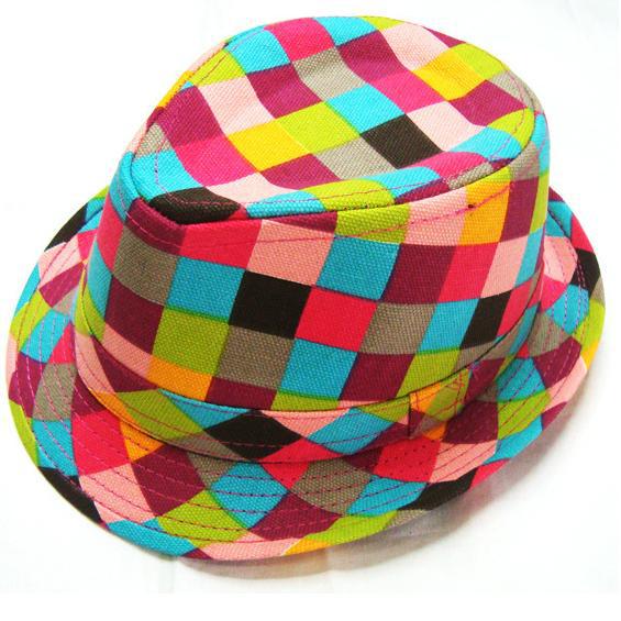 retail One piece Plaid Boys Fedoras baby cap