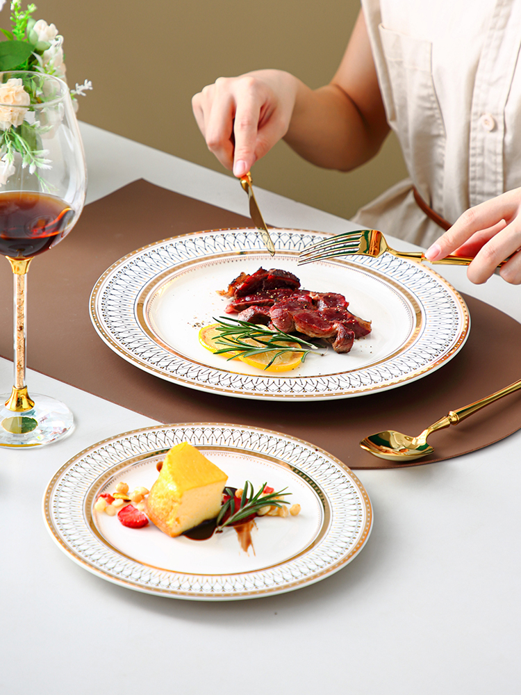 European-style Western-style Dinner Plate, Household Steak Plate, Light Luxury Western-style Dish Plate, Bone China Tableware