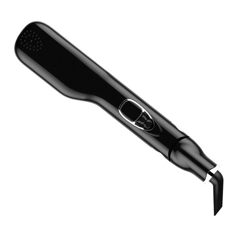 Electric Hair Comb Steam Hair Straightener Brush Titanium Ceramic Flat Iron Fast Heating Hair Straightening Iron: black / AU