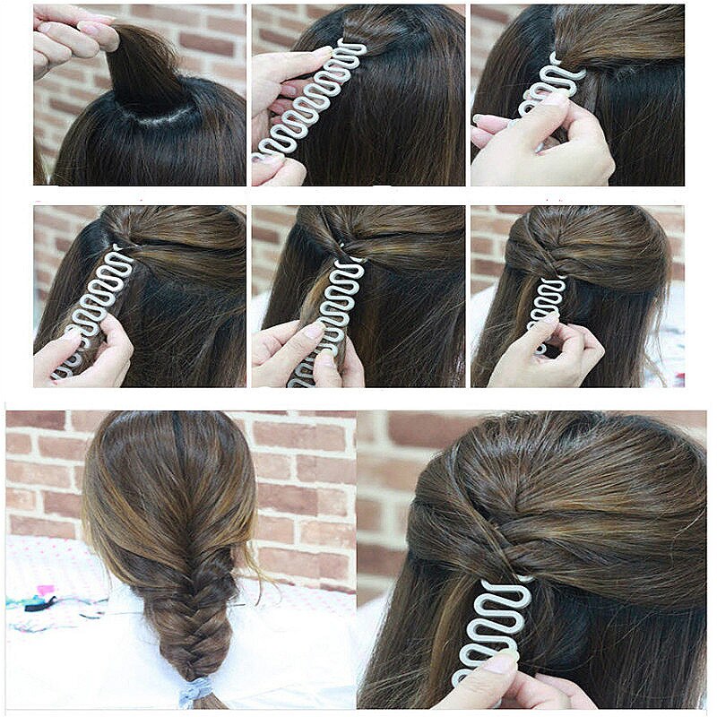 Herramienta de trenza de pelo para mujer, soporte de Clip, herramienta de trenzado de pelo ondulado, rodillo de peinado, accesorios de bricolaje