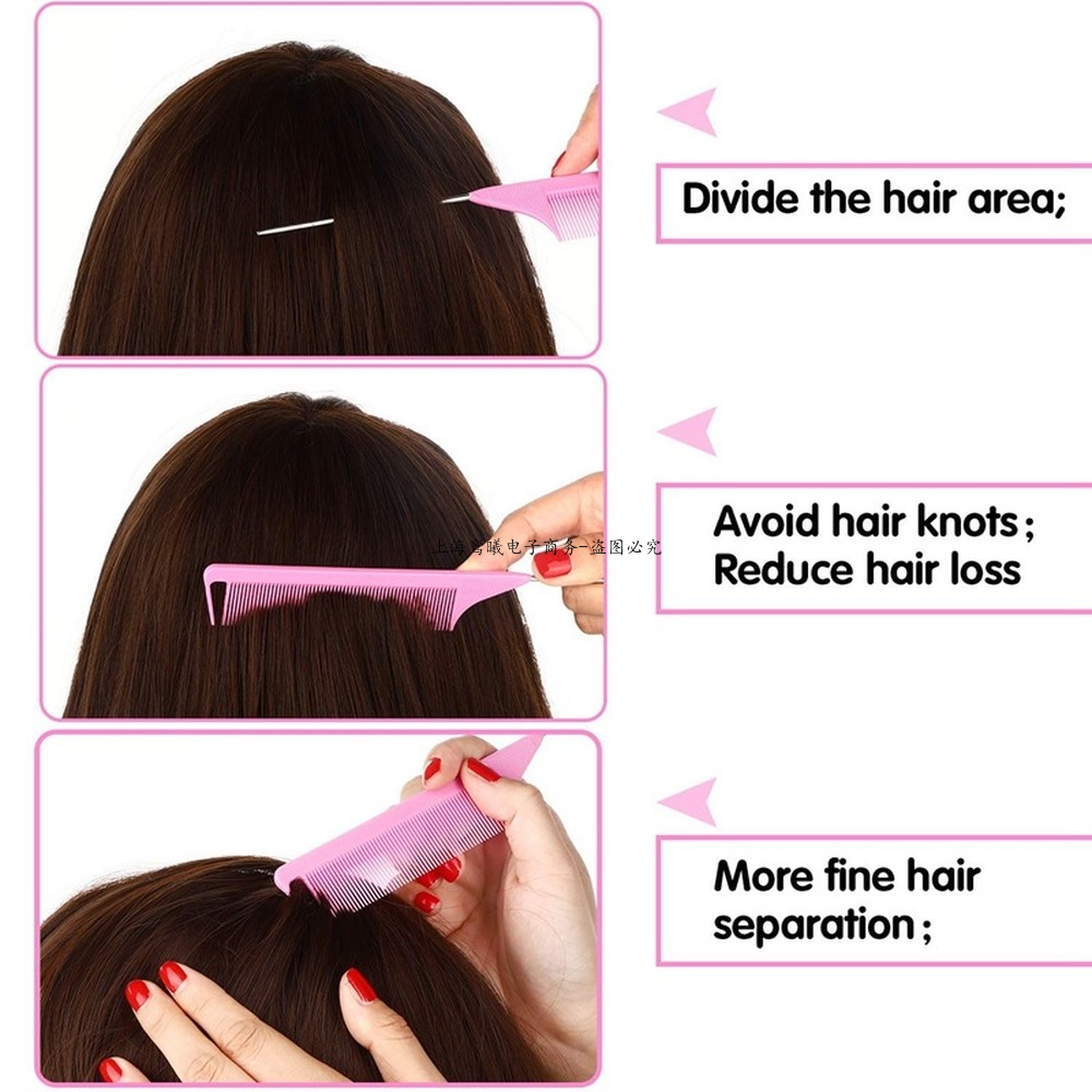 Peigne de séparation pour tresses, peignes taquins avec queue de cheval en acier inoxydable pour coiffure, couleur de coiffure au choix, 12 pièces