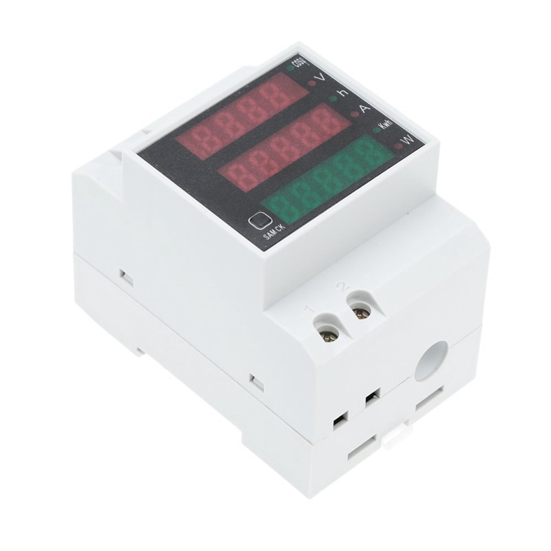 100a ac80 - 300v digitale multifunksjonelle din skinne spenningsmåler voltmeter hvit effektfaktor