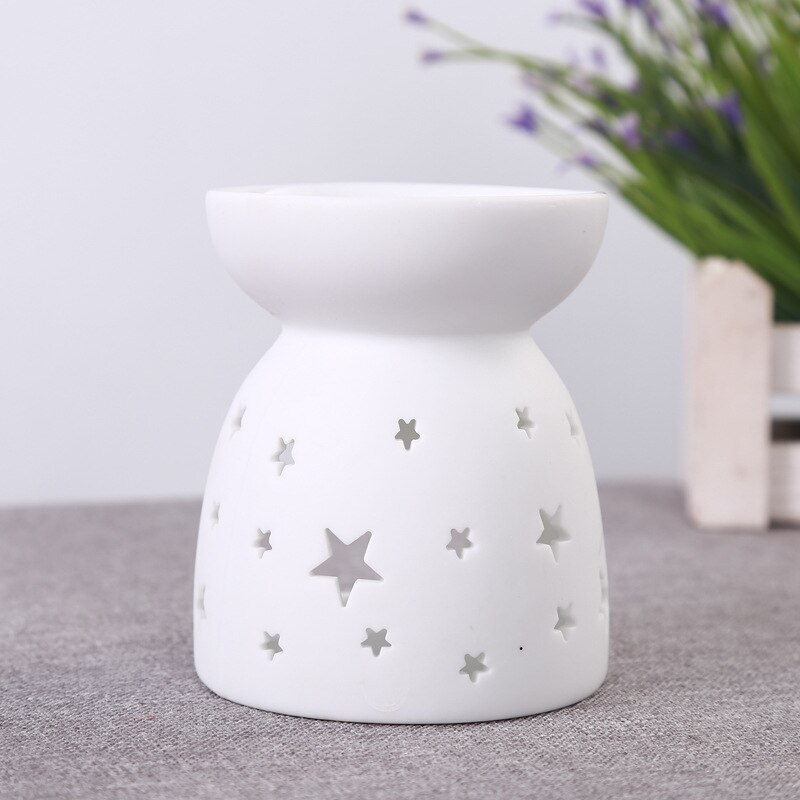 Keramische Holle Olie Brander Mini Aroma Lamp LIEFDE Bloem Sterren Licht Shadow Essentiële Olie Diffuser met Thee Licht Kaars Houder S