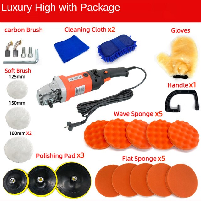 220V/110V 1400W Car Beauty Polishing Machine Set Car Waxing Machine Polishing Machine: Red / AU