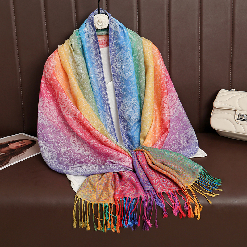 Bufanda de Cachemira de de lujo para mujer, chal y chales cálidos estampados para invierno, Pashmina, Bandana larga de Jacquard, Paisley, 2024: Oro