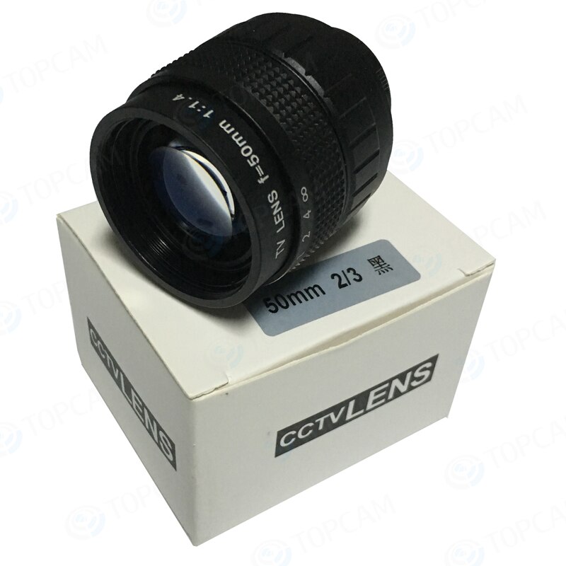 50Mm Lens C Mount F/1.4 Cctv Lens C Mount 2/3 Cctv Lens Is Voorzien Van Lichtmetalen Behuizing Met camera Lens