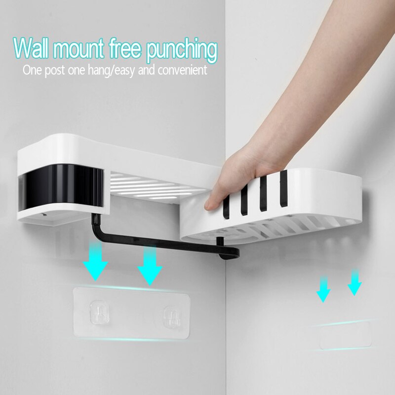 1pc hoek douche plank badkamer shampoo douche plank houder keuken opbergrek organizer wandgemonteerde badkamer organizer