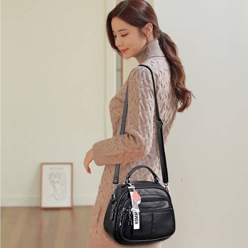 Dames schoudertas crossbody multifunctionele rugzak dames kleine rugzak dames vintage retro zachte leren rugzak met meerdere zakken