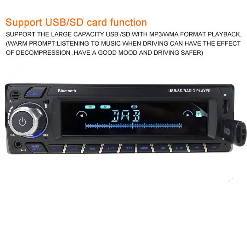 LCD Screen RDS 1 Din Car Radio DAB+ Car Bluetooth Card Machine Digital Audio Broadcast MP3/WMA Hands-Free FM USB SD