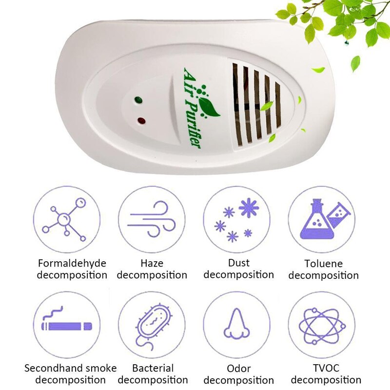 Pluggable Mini Air Purifier Small Room Wall Air Freshens Reduces Odors From Pets, Negative Ion for Office Home US Plug