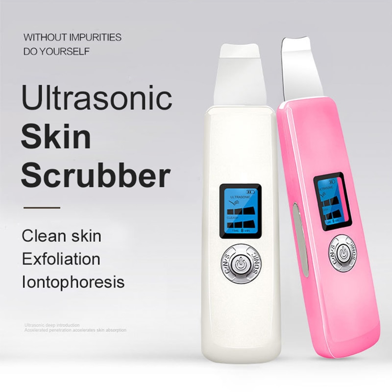 Ultrasonic Ion Skin Scrubber Facial Care Ultrasonic Scrubber Cleaner Blackhead Removal Face Peeling Extractor Skin Device