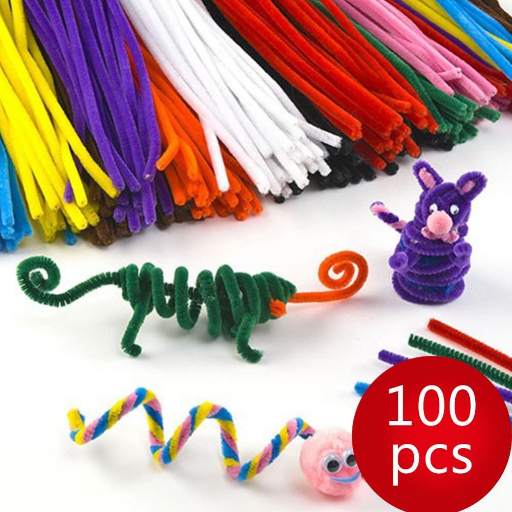100 stuks kinderknutsels pluche stokjes handgemaakte kunst diy materialen shilly stick speelgoed educatief diy speelgoed voor kinderen