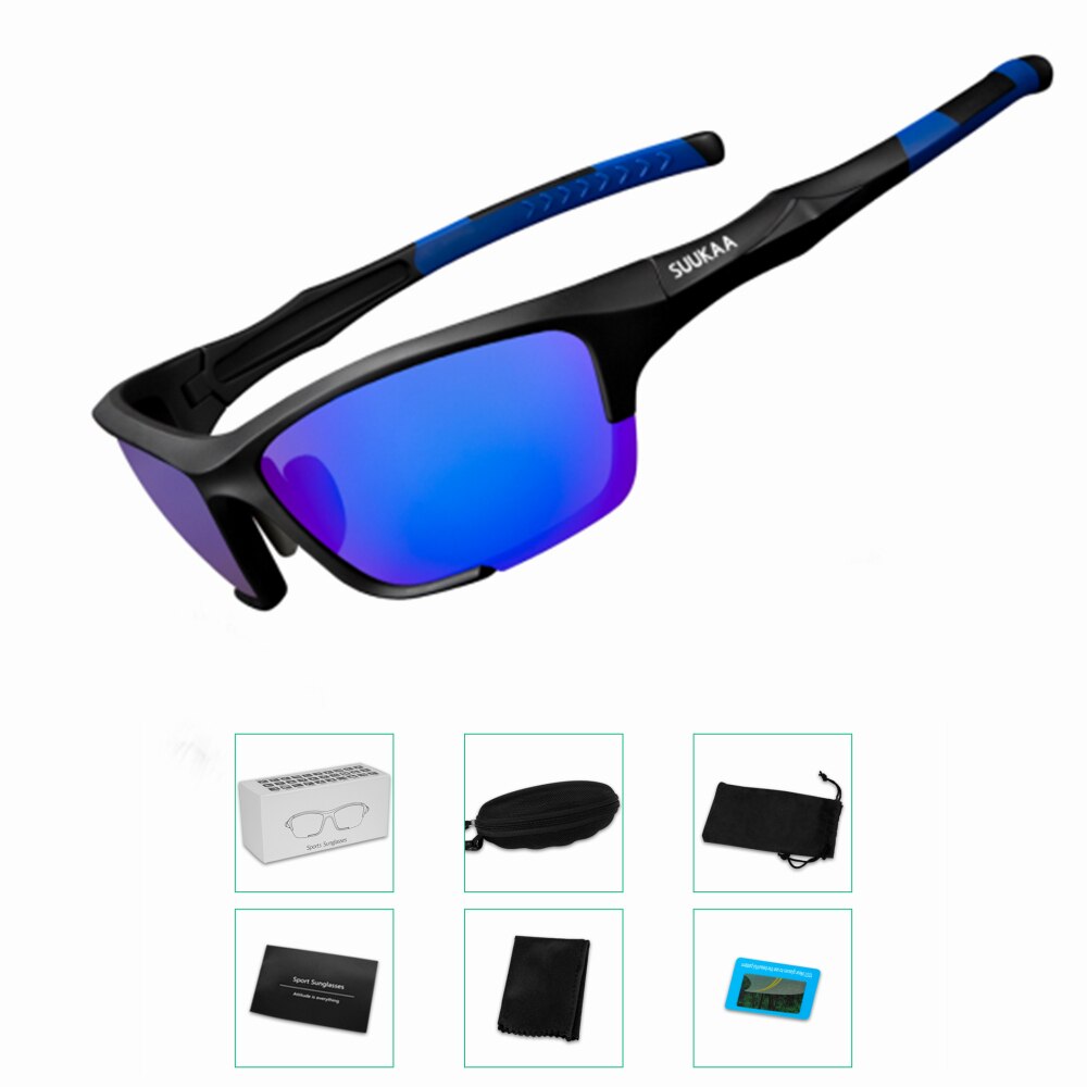 SUUKAA 2022 Polarized Cycling Glasses Men&#39;s Women Sports Polarized Cycling Sunglasses UV400 MTB Bicycle Baseball Goggles: Blue