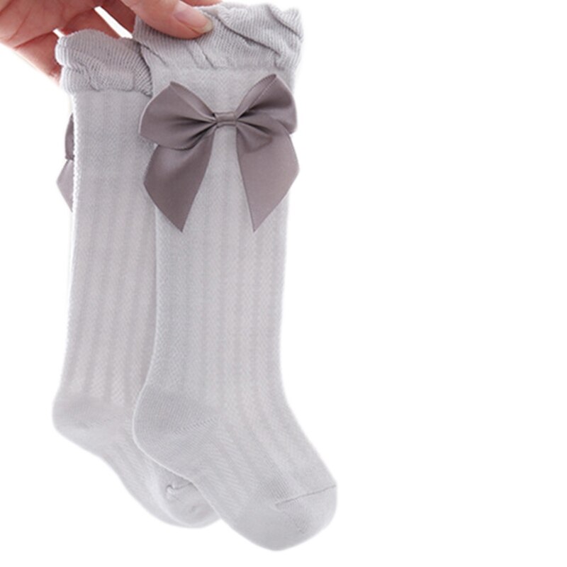 Babymeisjes zomer dunne mesh hoge sokken met strik anti-muggen overknee kous  f3me: Gy / L 18-36m