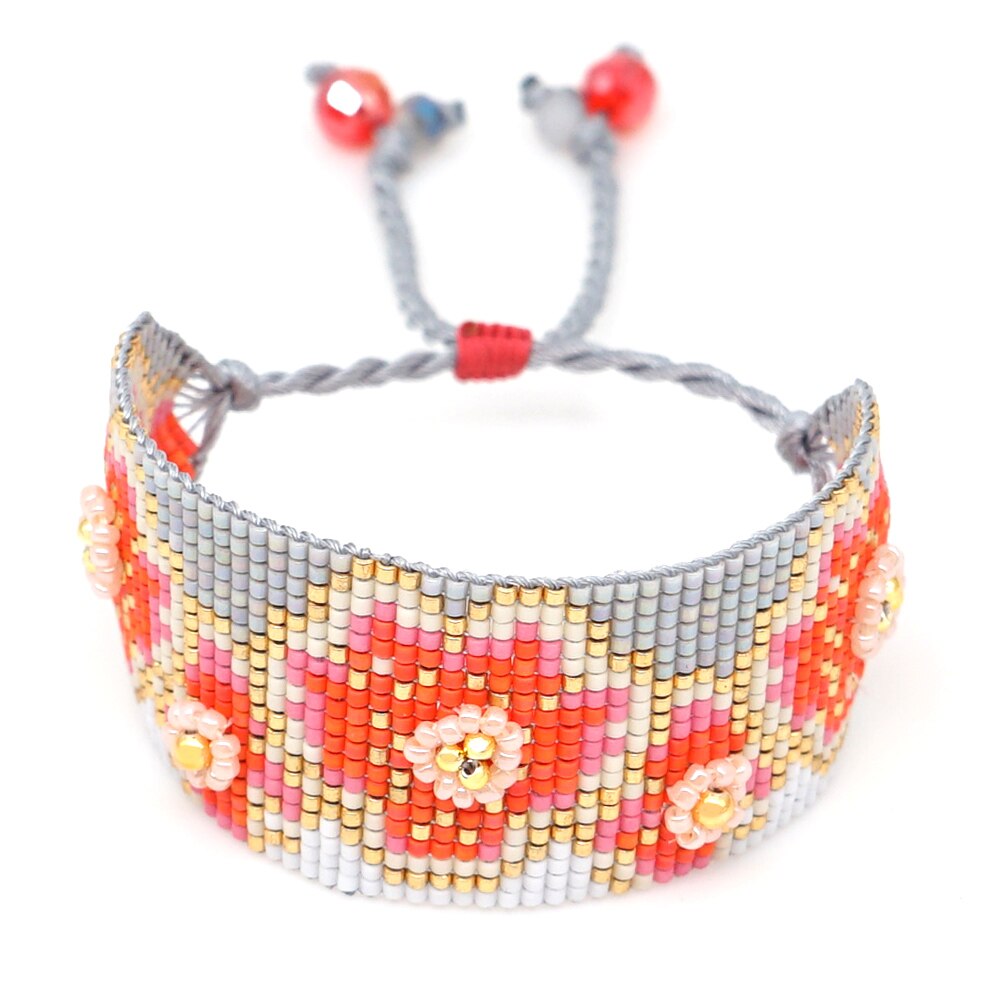 gehen2boho Armbinde für Frauen Armbänder Schmuck Boho Blume Pulseras Mujer Moda Handgemachte Handgemachte Webstuhl Gewebt Schmuck Armbinde: MI-B190444C