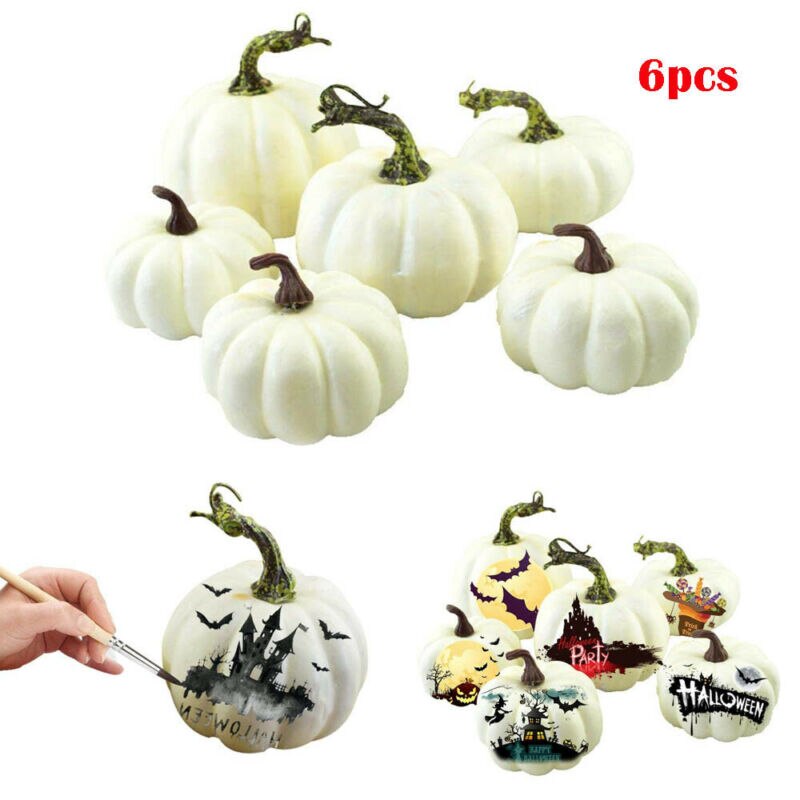 6PCS Halloween Artificial Mini Foam Pumpkin Pumpkins Halloween Party Garden Festival Decoration Craft