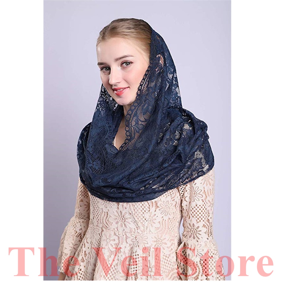 Ishsy grå blonder kvinner katolsk slør mantilla for kirke hodedekke latinsk messe mantilla de novia negra kapell uendelig slør