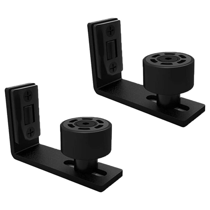 2Pcs Vloer Gids Flush Bodem Schuifdeuren Schuur Deur Vloer Gids Met Verstelbare Roller Muur Mount System Black: Default Title