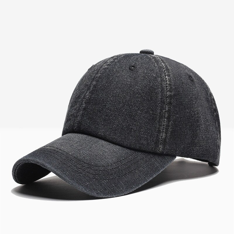 Gorra de béisbol de mezclilla para hombre y mujer, gorro de béisbol de color sólido para parejas, gorros de hip hop: Black
