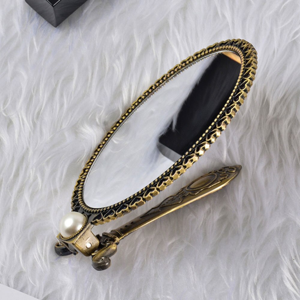 Espejo de belleza Retro portátil, espejo antiguo plegable de mano para maquillaje