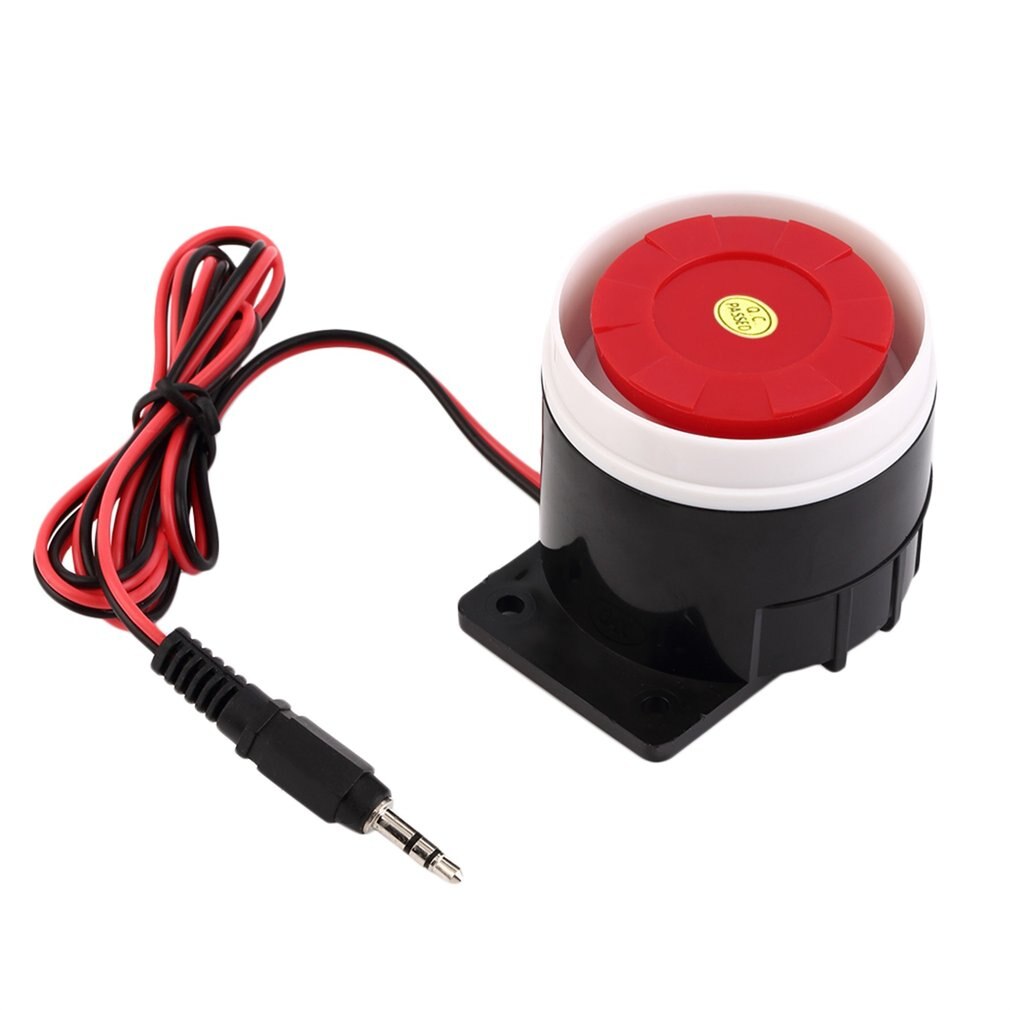 Sistema de alarma de sonido súper fuerte de 120dB, sirena compacta de 12V CC para interiores, Mini bocina con cable duradera, sirena para seguridad del hogar