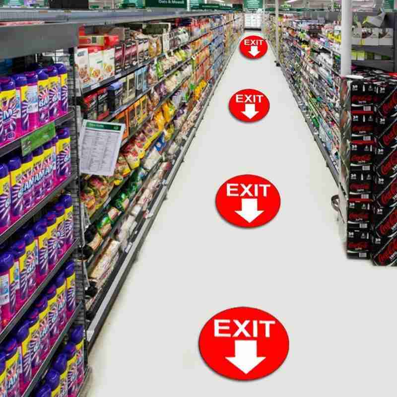 5pcs Safety Floor Sign Marking Direction Social Distance Floor Decal Self-adhesive Floor Label