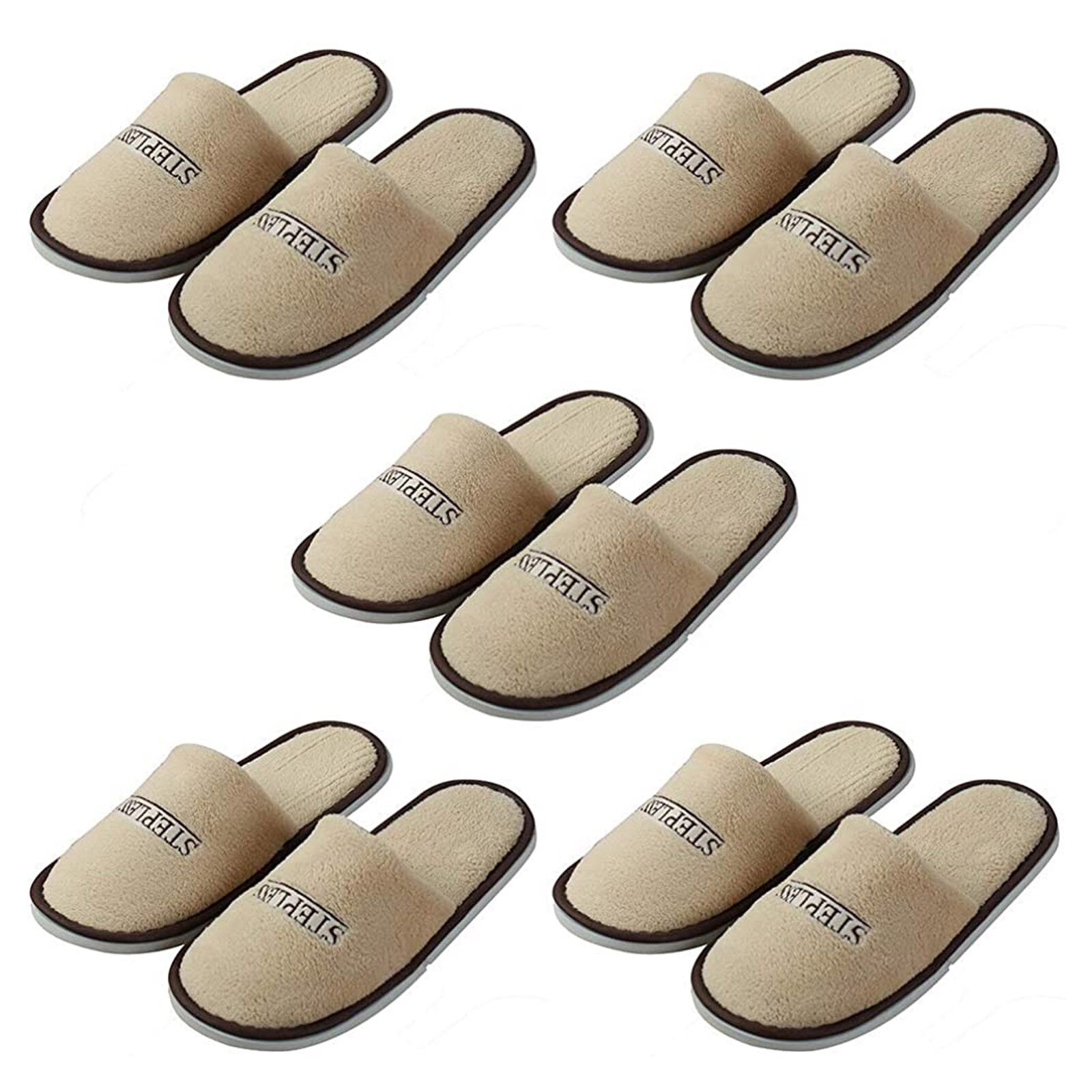 5 Paar Pluche Slippers Wegwerp Gesloten Slippers Hotel Wegwerp Slippers Badstof Stijl Ademend Zachte Grijze Schoenen