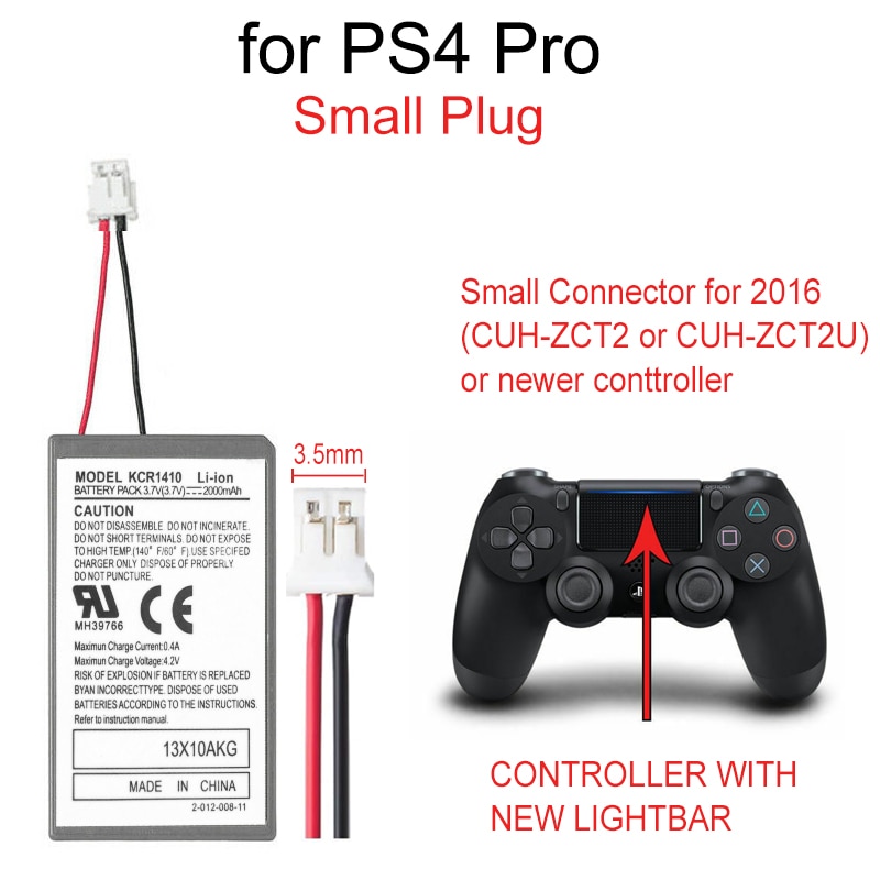 2x Battery Pack Replacement for Sony PS4 Pro Slim Bluetooth Dual Shock Controller Second Generation CUH-ZCT2 or CUH-ZCT2U