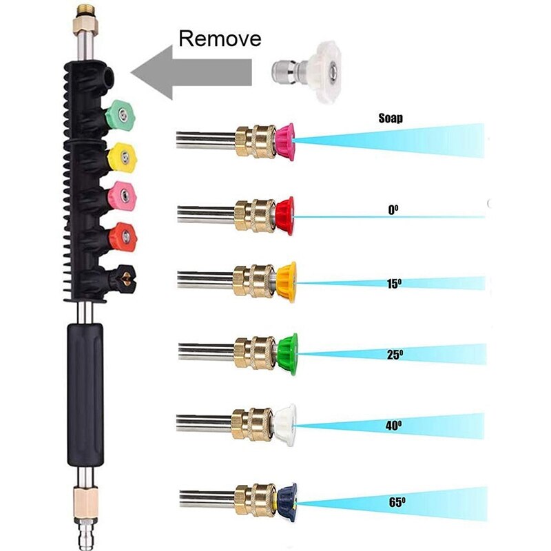 Pressure Washer Wand Extension - Power Washer Cleaner 10 FT Replacement Lance with 6 Nozzle Tips,Curved Rod,4000 PSI