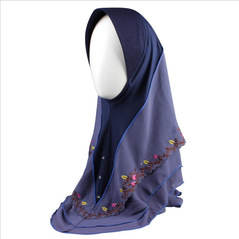 Muslimi huivi kesä malesialainen sifonki kirjonta pää naisten huivi hui peite pitkä pyyhe monivärinen huivi huivi  l609