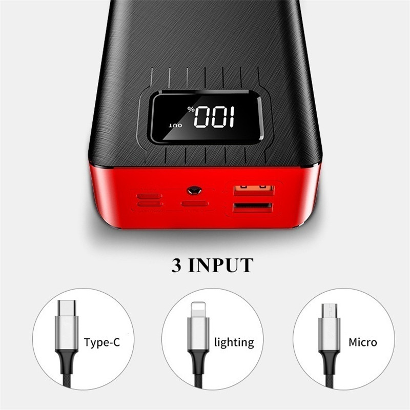 Mini 50000mah Power Bank LCD Digital Display Power Bank Dual Usb Ports Charger Portable External Battery for Smartpone