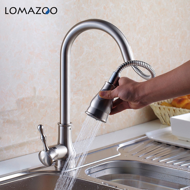 Keukenkraan Trek Deel Keuken Kraan Kraan Tuiten Keuken Kraan Nozzle Douchekop Bevestiging Op De Kraan Nikkel Geborsteld