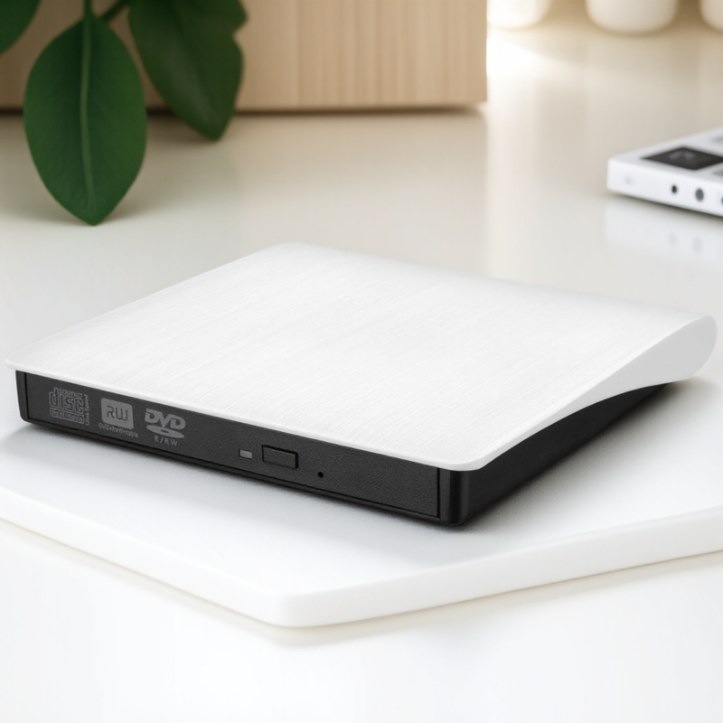 External USB 3.0 DVD CD Drive Burner Writer for Laptop Desktop Mac Windows Linux Portable High Speed: WHITE