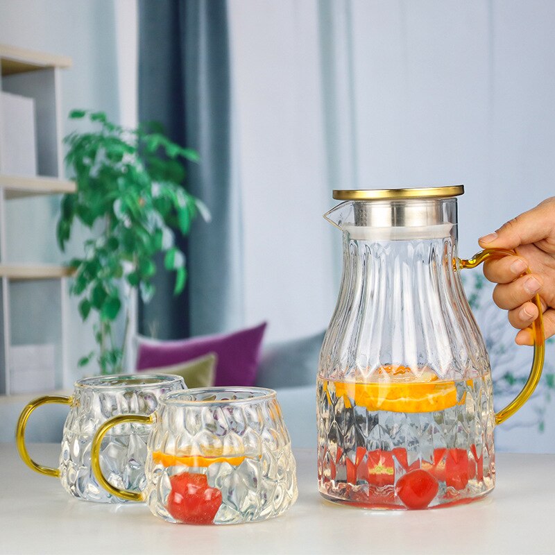 1.7L Heat resistant glass cold water pot cold water pots large capacity boiling cup thickened juice bottle drink dispenser