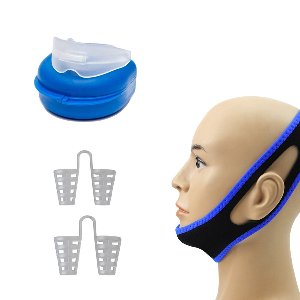 4 Stuks Anti-Snurken Oplossingen Verstelbare Anti Snore Belt Kinband Nasale Dilators Mond Guard