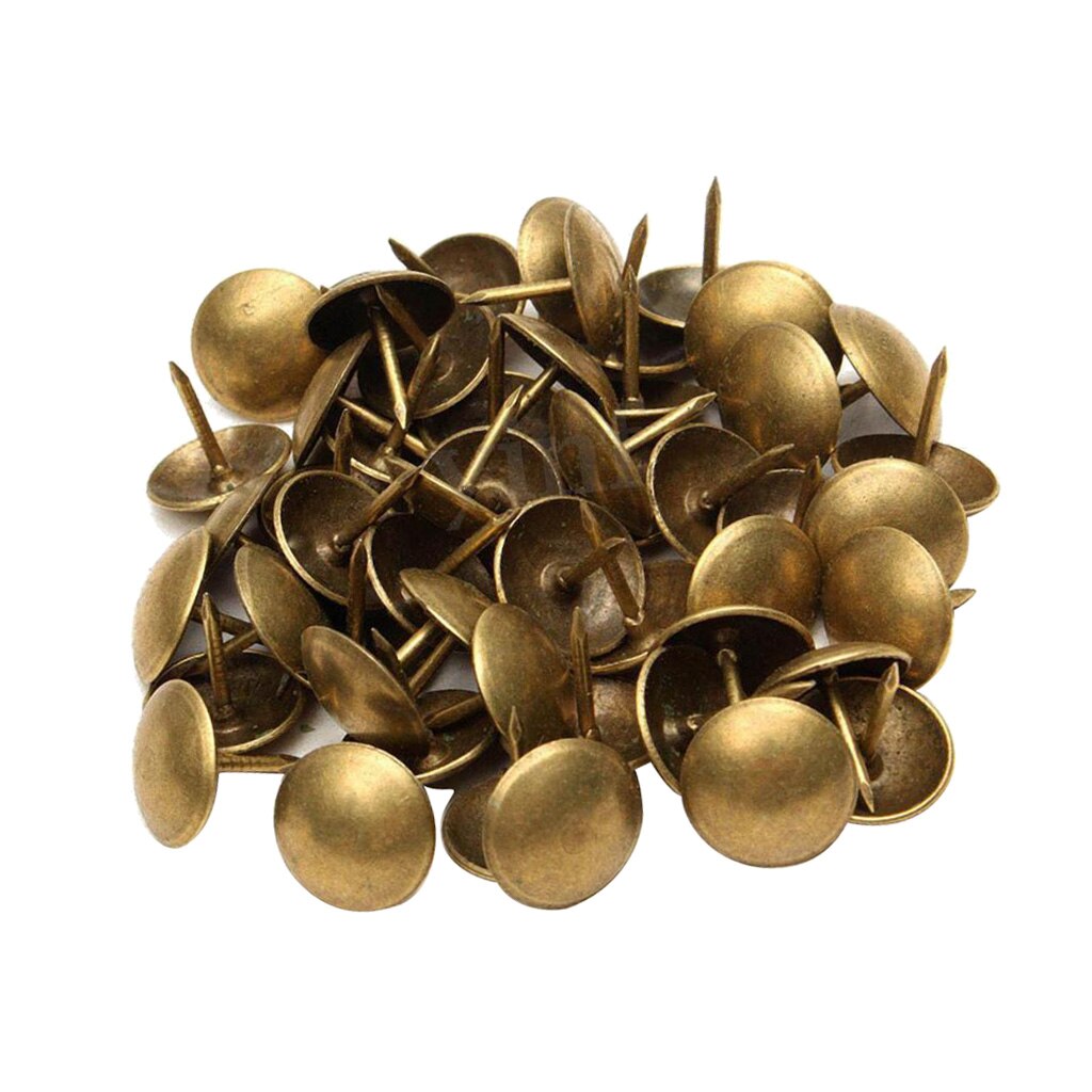 Tachuelas de tapicería antiguas para decoración de muebles, alfileres de bronce para dibujo, tachuelas para pulgar, paquete de 100