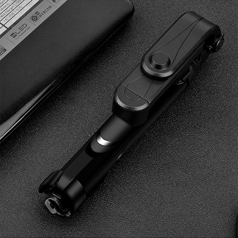 Wireless Remote Bluetooth-compatible Selfie Stick with Mini Tripod and Mirror for IPhone Samsung Huawei Android Selfy Stick: black