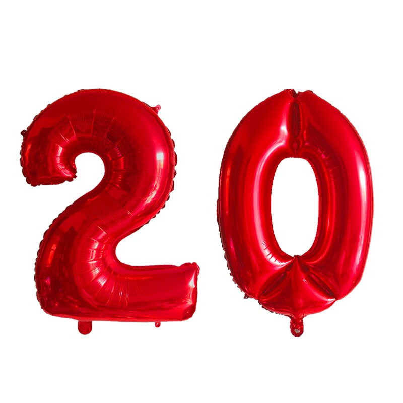 2pcs 32 Or 40 inch Happy 20 Birthday Foil Balloons pink gold number 25th Years Old Party Decorations Man Boy Girl Supplies: Red / 40inch