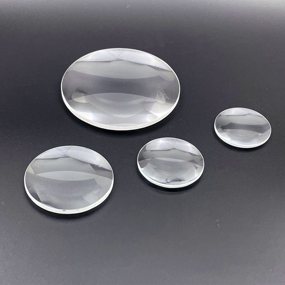 Lupa de 36mm, 40mm, 50mm, 80mm, lente de aumento 10x, 8x, 6x, vidrio óptico, proyector doble convexo, instrumento científico Experimental