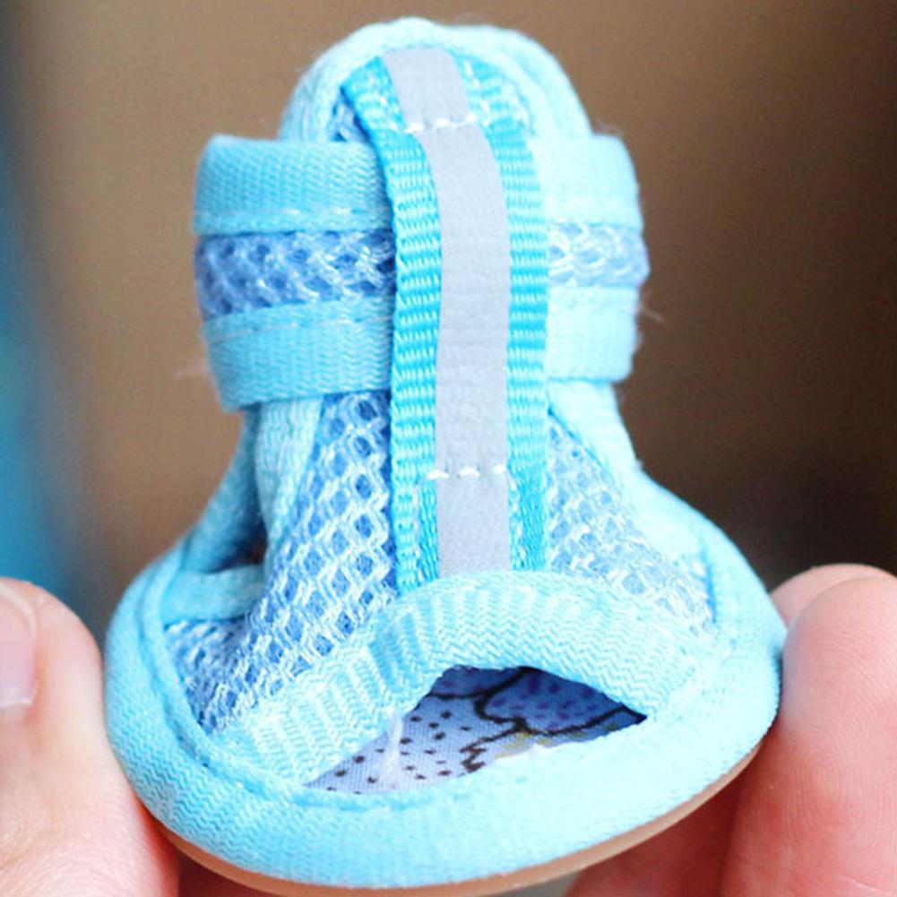 4Pcs gut aussehende Hund Sandalen Gummi Sohle Hund Turnschuhe Einfache Atmungsaktive Hund Mesh Schuhe