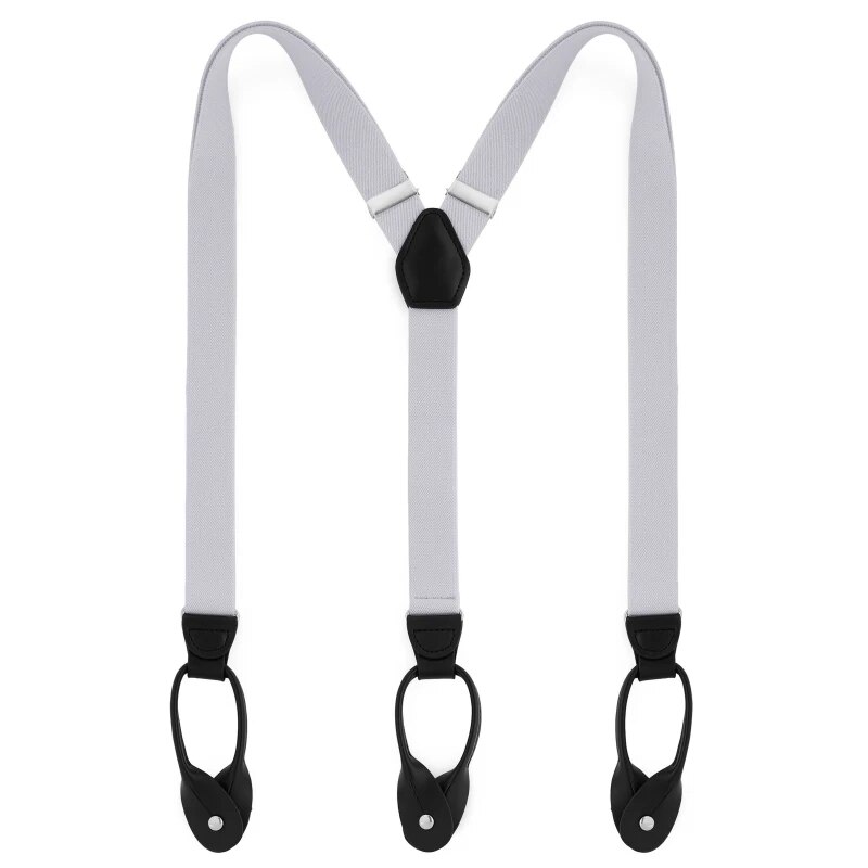Slimmade 2.5cm kalsonger knappklämmor hängslen casual remmar y-rygg form herrbyxor suspensorio: Ljusgrå