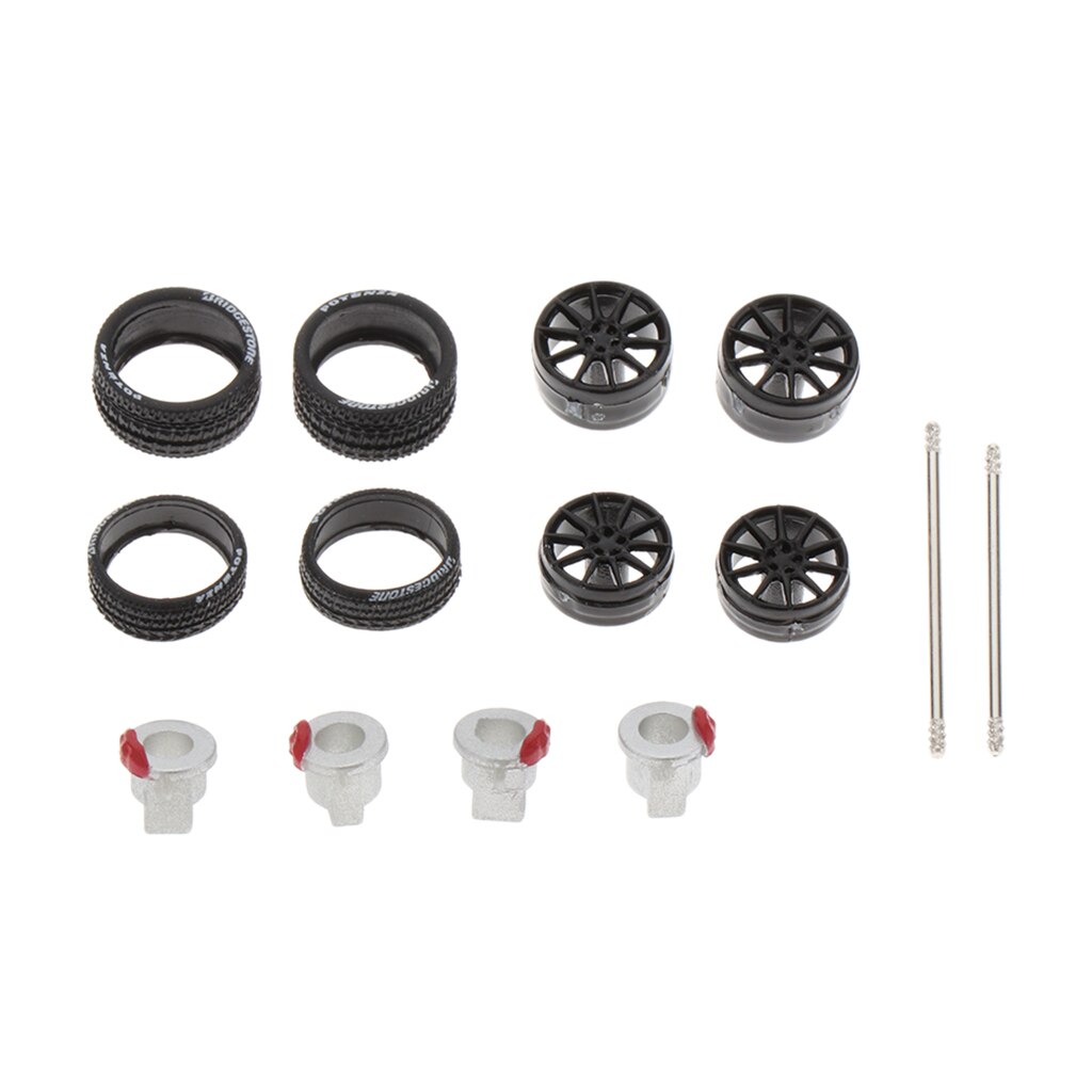 4 Set 1:64 Scale Car Rubber Wheel Tire Hub Wheel Rims with Soft Rubber Tires for RC 1/64 Car: G