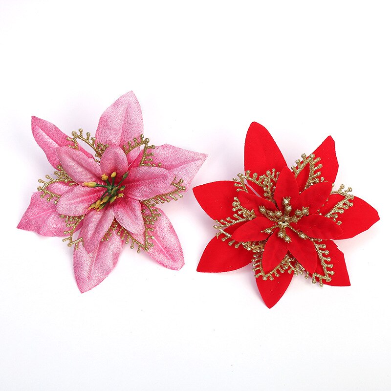 Kerstboom Decoratie Plastic Bloem Drie-layer driedimensionale Kunstmatige bloemen Voor Kerstboom Party Ornamenten