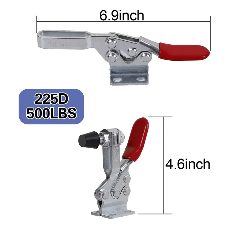 6 PCS 225D Adjustable Toggle Clamp 330Kg Holding Capacity Quick Horizontal Toggle Clamp Antislip Heavy Duty Toggle Clamp