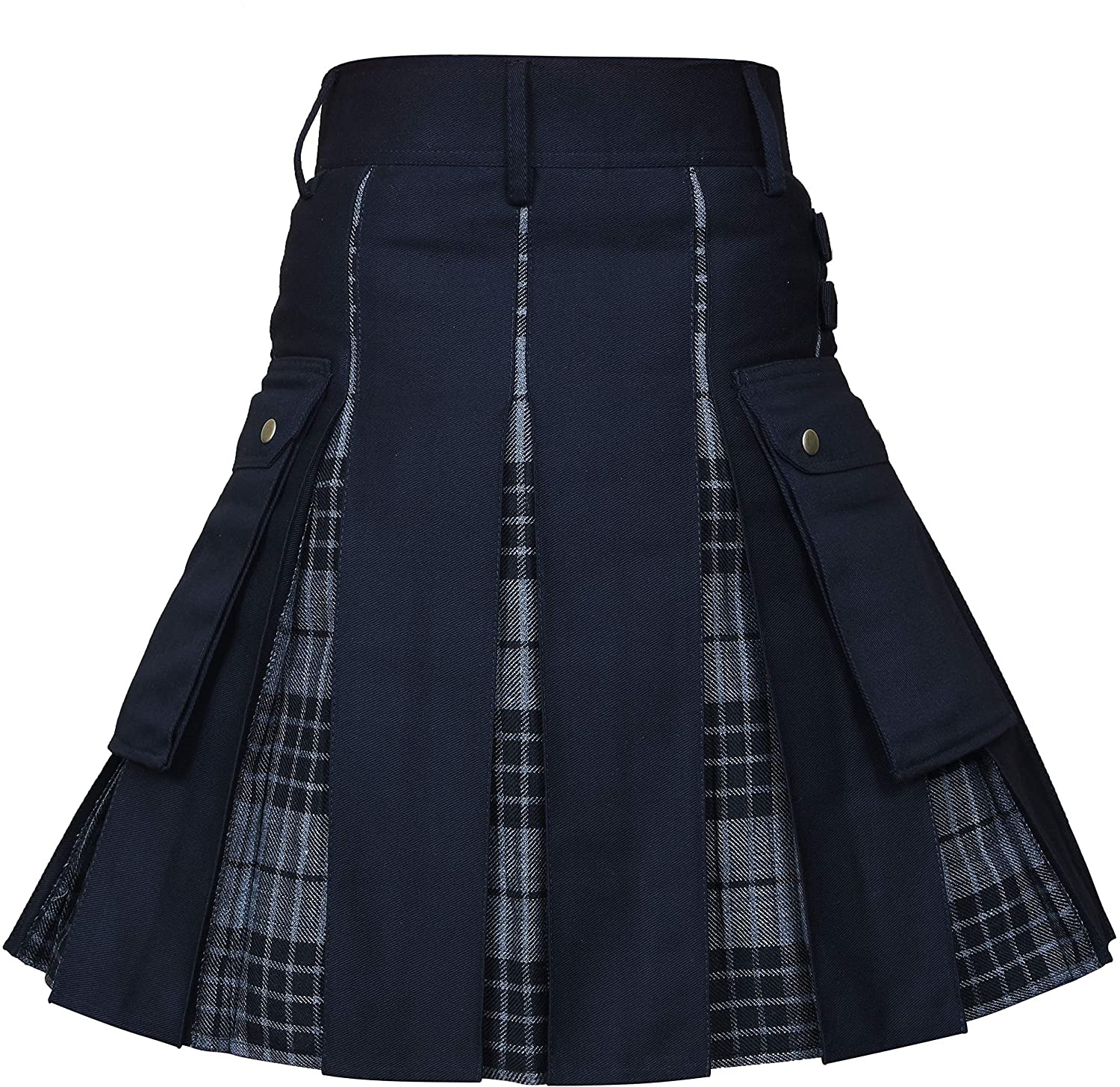 Kilts pour hommes, Kilt utilitaire, Kilt hybride en jean 100 % coton, Kilt traditionnel pour hommes en tartan plissé en boîte moderne