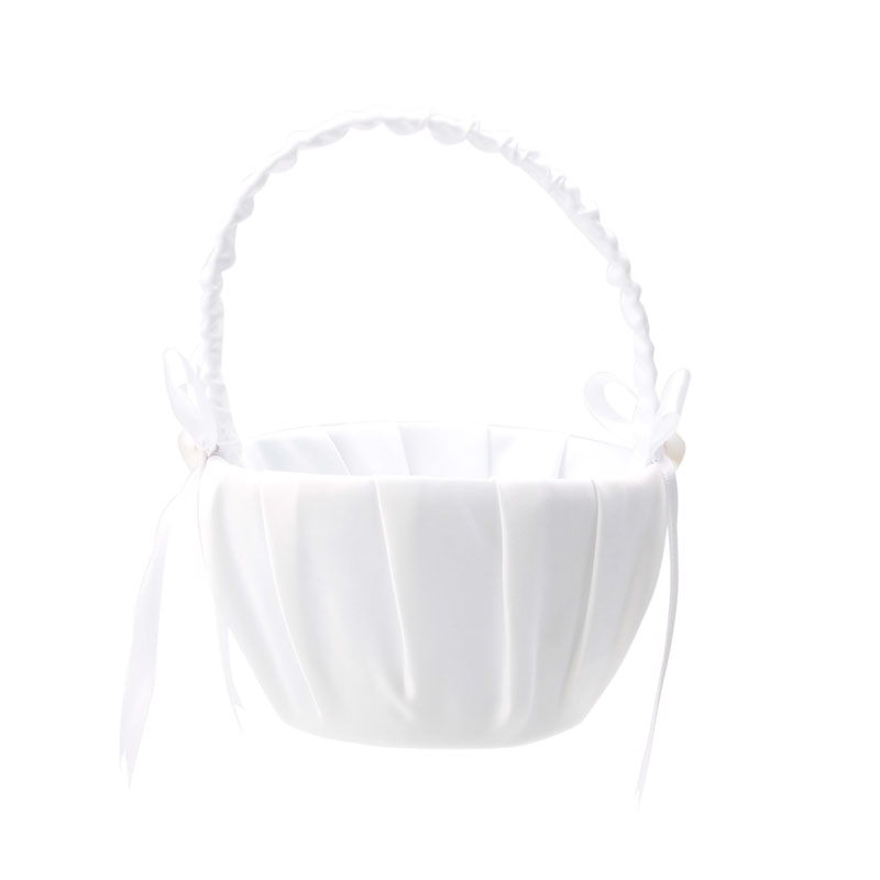 Romantische Strik Jute Satin Wedding Ceremony Party Rose Bloem Meisje Mand: C