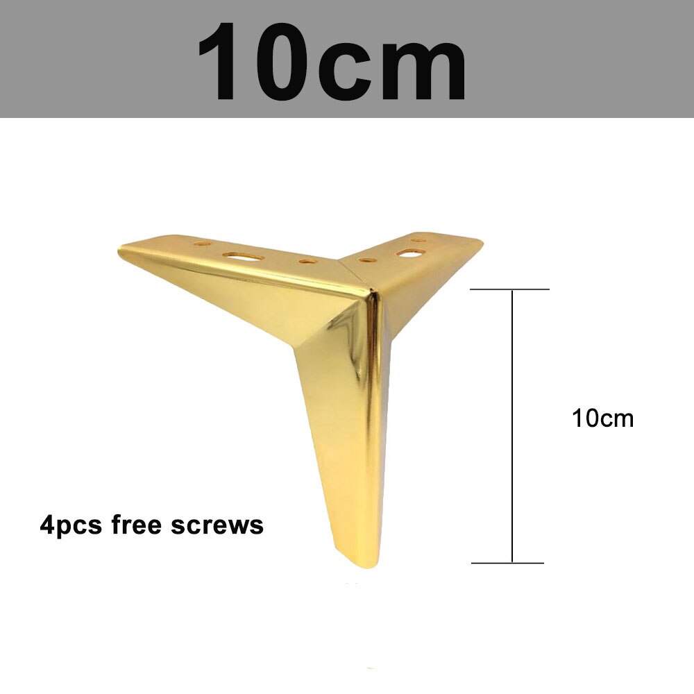 Pied de meuble en fer forgé à angle droit, avec vis, haute charge, pour canapé, café, armoire de bureau: 10cm bevel gold