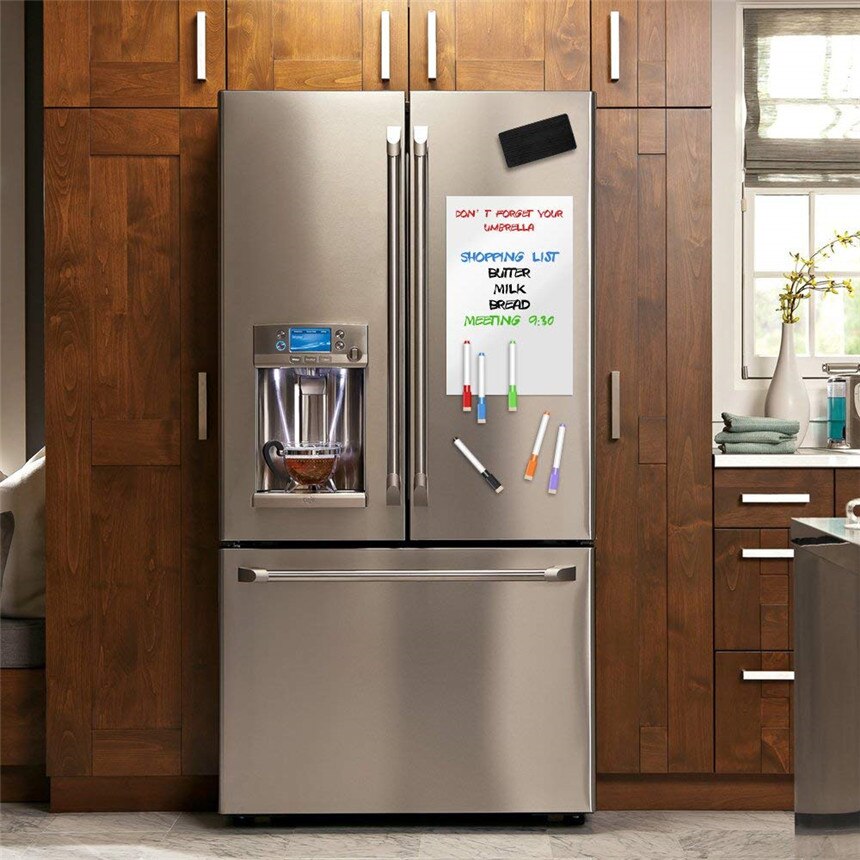 A4 Size Magnetic Whiteboard Fridge Sticker Dry Erase Magnet White Board Kitchen Office Message Board 3 Pen 1 Eraser 2 Tacks