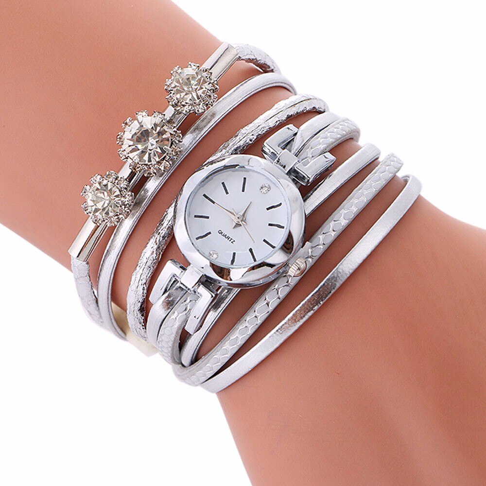 Vrouwen horloges Luxe Strass Lederen Armband Horloge Vrouwen Dames Quartz Horloge Casual Horloges Relogio Feminino * 741