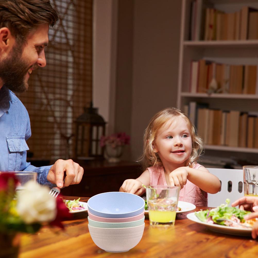 4 Stks/set Tarwe Stro Fiber Bowls Onbreekbaar Grote Cereal Bowls Afbreekbaar Keuken Sets Milieuvriendelijke Salade Rijst Soep Kommen